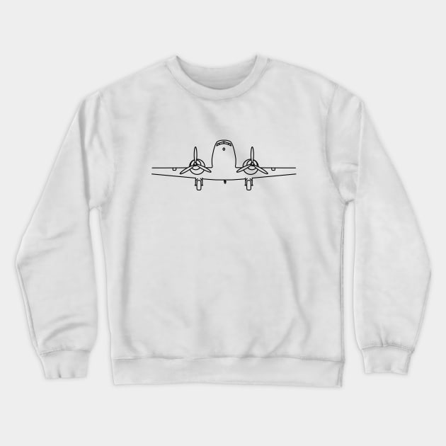 Classic Douglas DC-3 aircraft black outline graphic Crewneck Sweatshirt by soitwouldseem